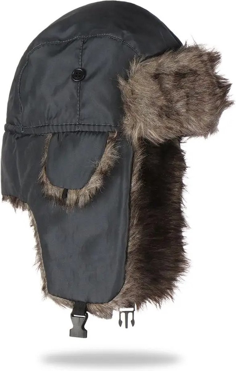 WiseGoods Luxe Pilotenmuts Dames & Heren - Ushanka Mutsen - Piloot Wintermuts - Winter Kleding - Russische Muts - Pluche - Grijs