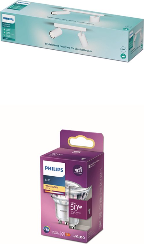 Philips Idris Spot - Plafondspot - Spatwaterdicht IP44 - Wit - 5W - Badkamerlamp - Eén lichtpunt - Alleen geschikt voor LED spots 8720169299078 - Vergelijk prijzen