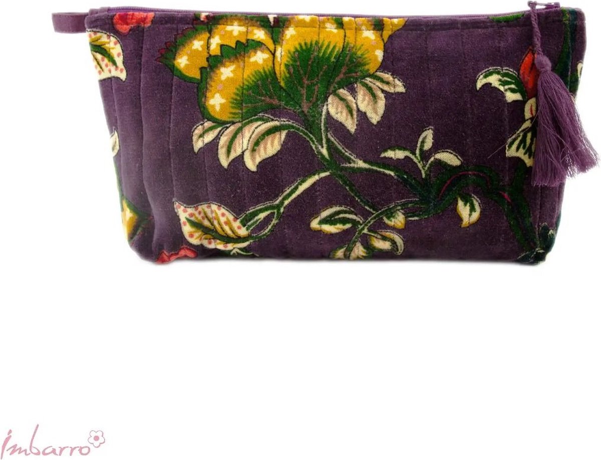 Imbarro - Pouch - Toilettas - Make-up tas -Linde - Paars - 100% Katoen