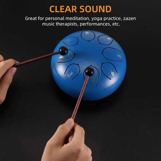 15 cm 8 Tone D Key Stalen Tongtrommel - Voor Beginners - Handpan Drum Percussie - Drumsticks Tas Vinger Cover - Muzikale Educatie Geluid Healing Meditatie kamperen voor beginners van MIFOGE — afbeelding 3