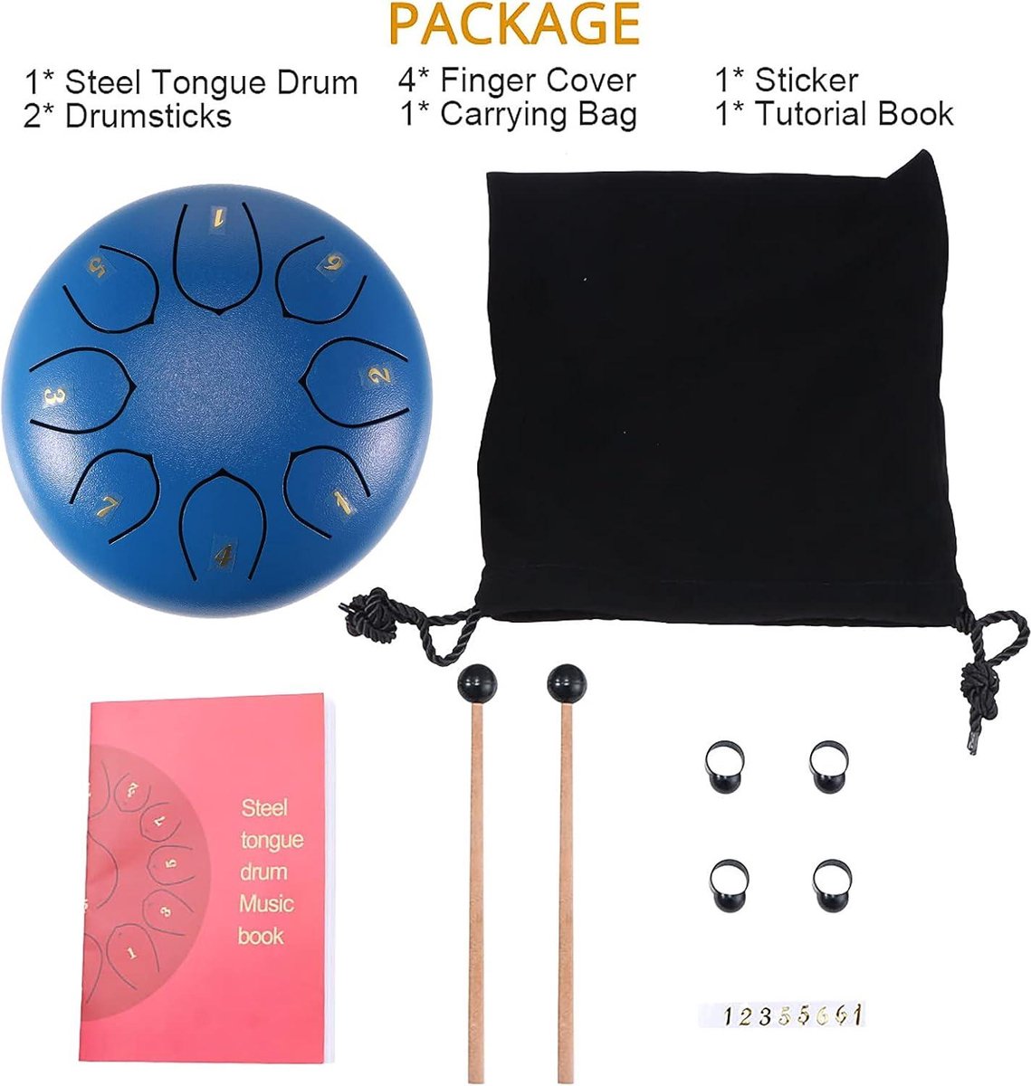 Stalen tongtrommel, 15 cm 8 Tone D Key Etherische Drum, Beginner Handpan Drum Percussie Tong Drum Wordt geleverd met Drumsticks, Tas, Vinger Cover, voor Muzikale Educatie Geluid Healing Meditatie
