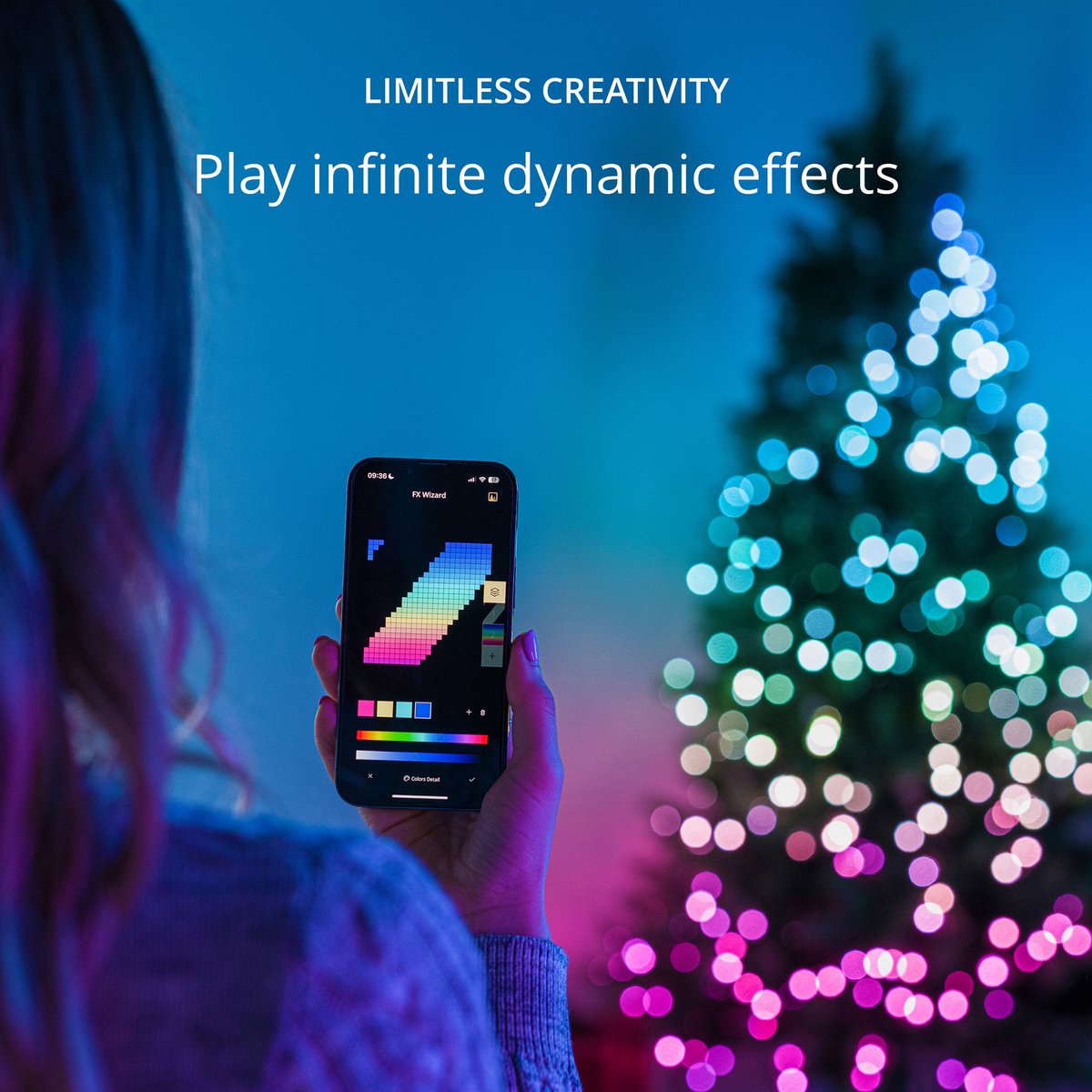 Twinkly Strings Lichtsnoer - 60M - LED - 750LED RGB - Dimbaar - Binnen & Buiten - Bluetooth of Wifi - Werkt met Homekit, Homey, Google Home en Razer Chroma - Zwart – foto 3