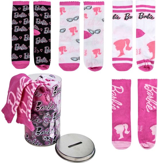 Barbie Sokken Meisjes Kinderen 4 Paar in Spaarpot