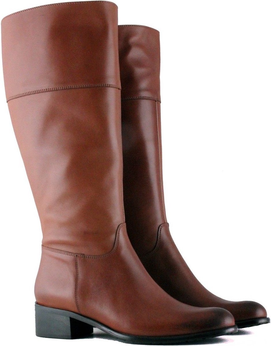 Jilsen Dames Laarzen Brede Schacht en Laarzen Brede Kuiten Anna in Chestnut Kuitomtrek 44 cm, schoenmaat 40