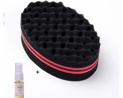 Aurgan Afro twist Haarspons - Afrospons voor waves and dreads - inclusief Aurgan arganolie (voor haar & huid) - curls