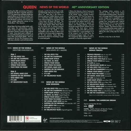 Queen News Of The World - LP, 3 CD & DVD - 40th anniversary