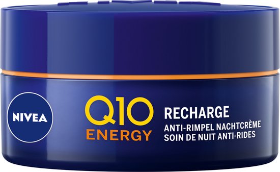NIVEA Q10 Energy Recharge Versteviginde Nachtcrème - Hydraterende Anti-Rimpel Crème - Alle Huidtypes - met Vitamine C en E - 50 ml