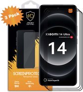 Paquet de 3 films de Protecteurs d'écran Xiaomi 14 Ultra - Économiseurs d' Glas trempé MobyDefend - Rebords noirs - Protecteurs d'écran - Plaques de verre adaptées à Xiaomi 14 Ultra