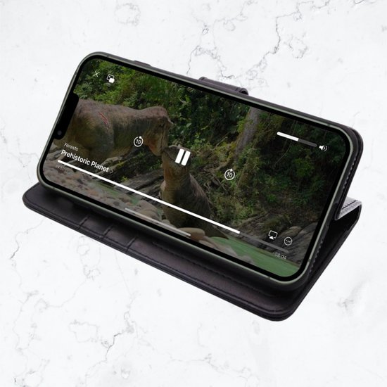 Étui portefeuille en cuir de Protection iPhone 16 Plus / Housse en Cuir / Housse pliante Zwart