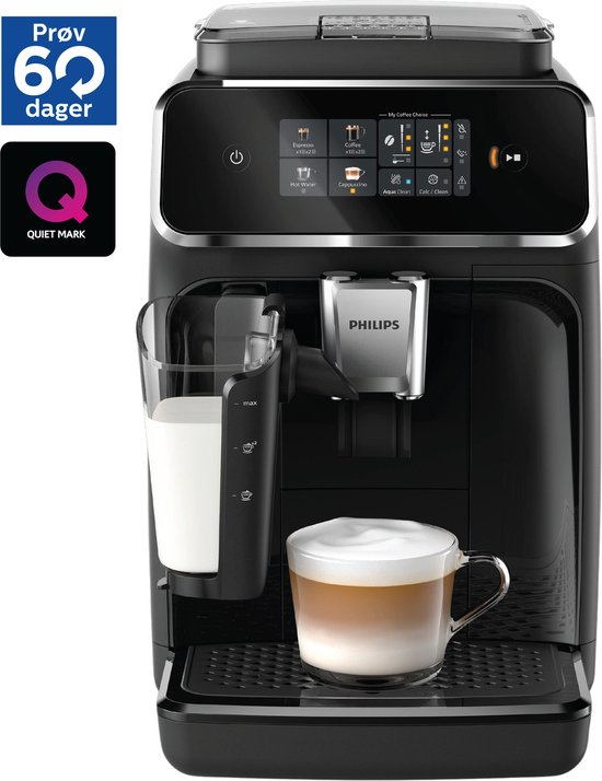 Philips 2300 Series LatteGo EP2331/10 - Espressomachine - 3 Soorten Koffie + Heet Water - Zwart / Chroom - + AquaClean Filter
