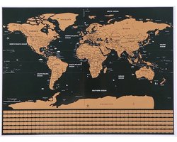 Home & Comfort wereldkaart - scratch map - kraskaart - krasmap - zwart/goud - met koker - 82,5 x 59,5 cm Home & Comfort wereldkaart - scratch map - kraskaart - krasmap - zwart/goud - met koker - 82,5 x 59,5 cm