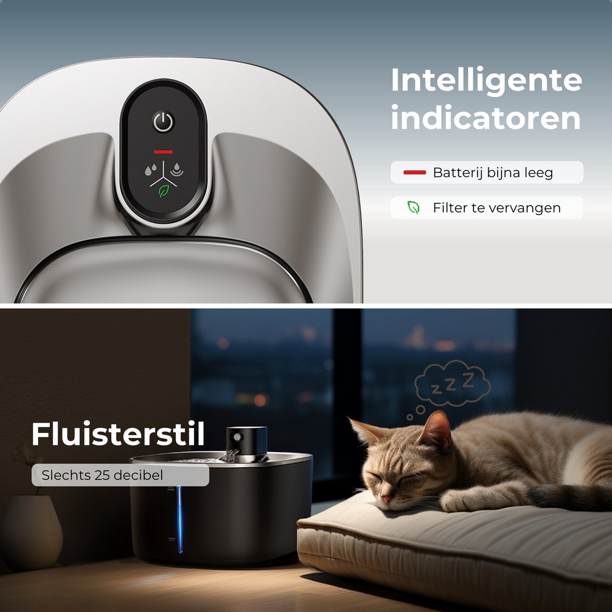 CatElite® - Premium Drinkfontein Kat | Stream - Draadloos - Waterdispenser met Sensor en Accu - Incl. 2 Filters - 4L Waterfontein Kat - Kattenfontein - Fluisterstil - RVS Zwart thumbnail 4