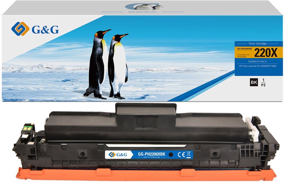 G&G 220X Huismerk XL Toner Geschikt voor HP 220A W2200A 220X W2200X - zwart