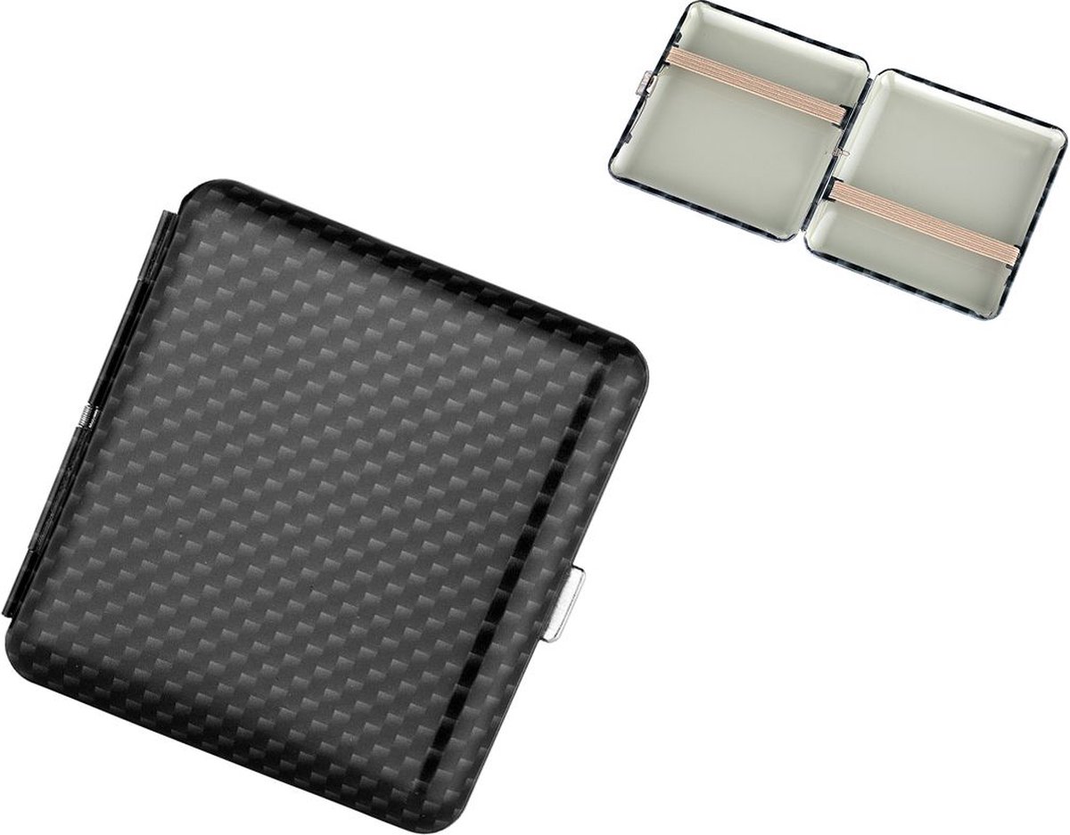 Goedkoopste Angelo Sigarettenhouder - Sigarettendoosje - Sigaretten Box - Hoge kwaliteit - Zwart Carbon Look- 20 Sigaretten