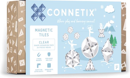 CONNETIX - Magnetisch Tegels - Transparante Vorm Uitbreidingspakket - 24 Stuks