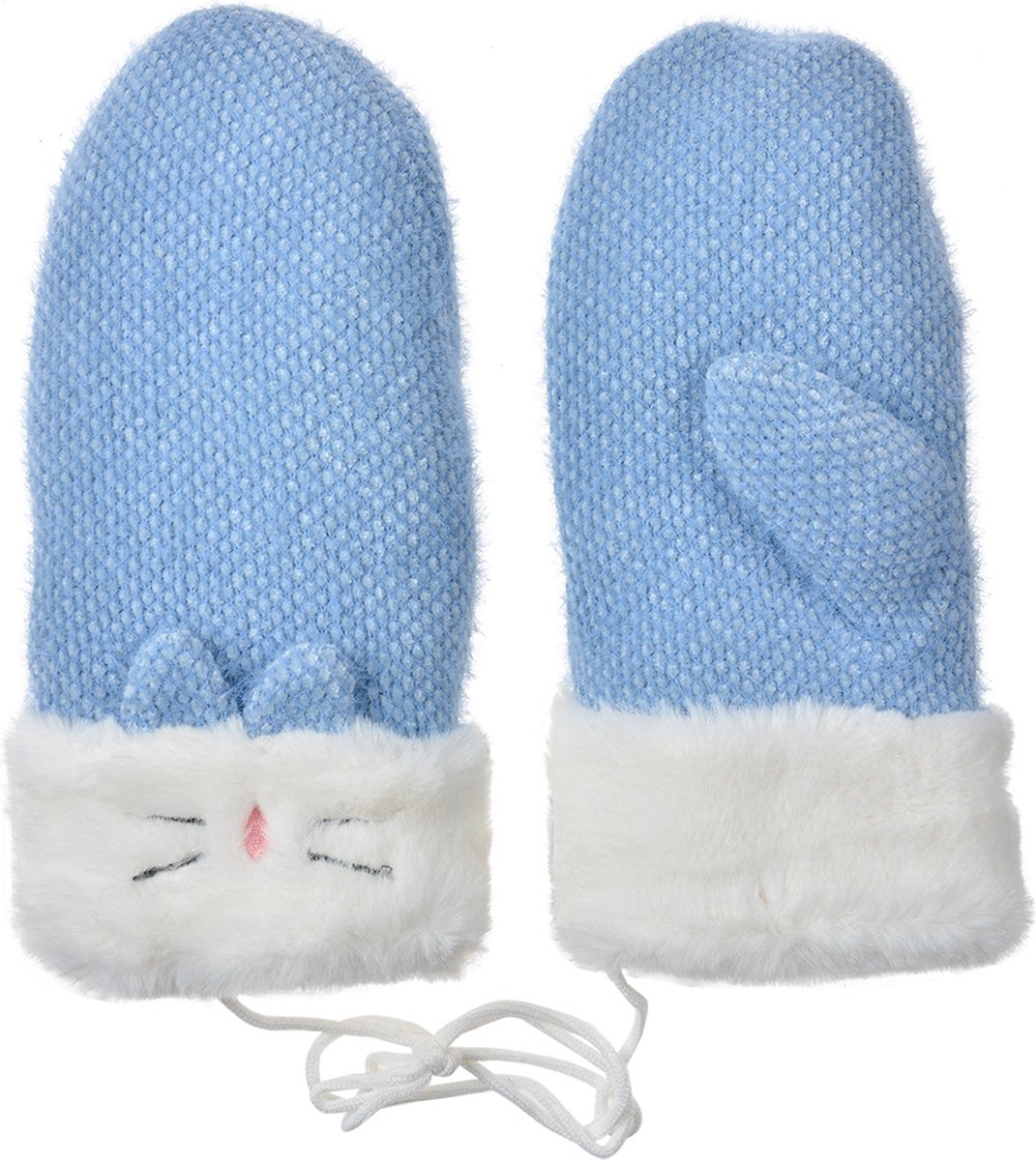 Clayre & Eef Handschoenen Kinderen 10x23 cm Blauw Polyester