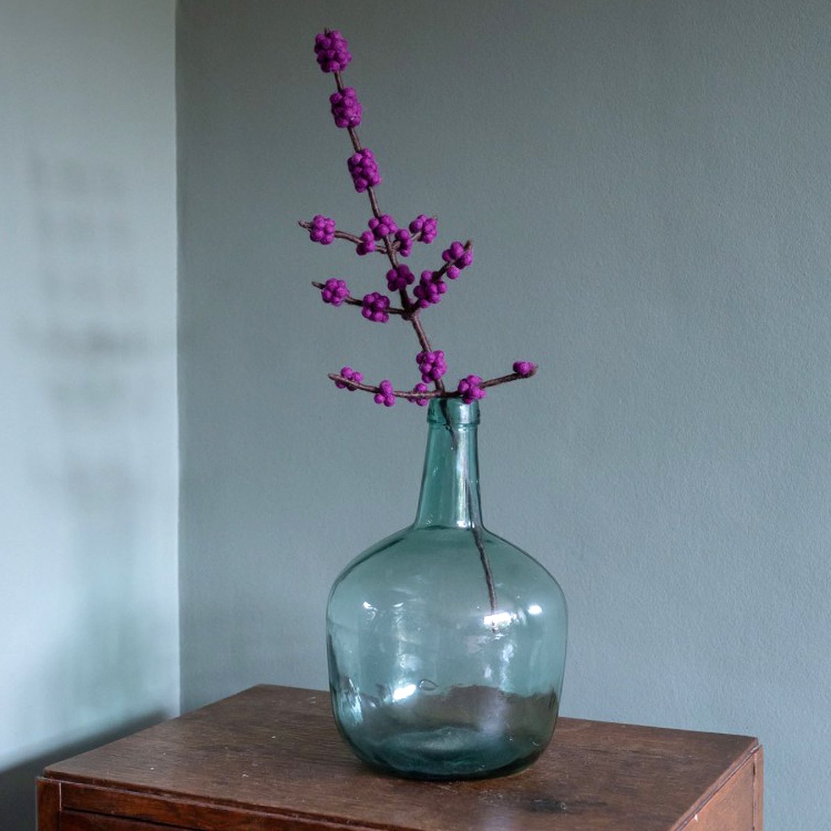 Sjaal met Verhaal Fairtrade Vilt - Tak & Besjes Calicarpa Paars - 50cm - Homedeco