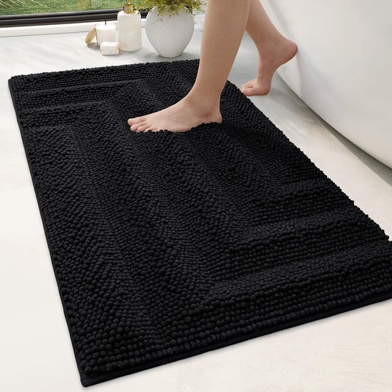 Homaxy Non Slip Bath Mat, Soft Chenille Microfiber Bathroom Rug, Absorbent, Machine Washable