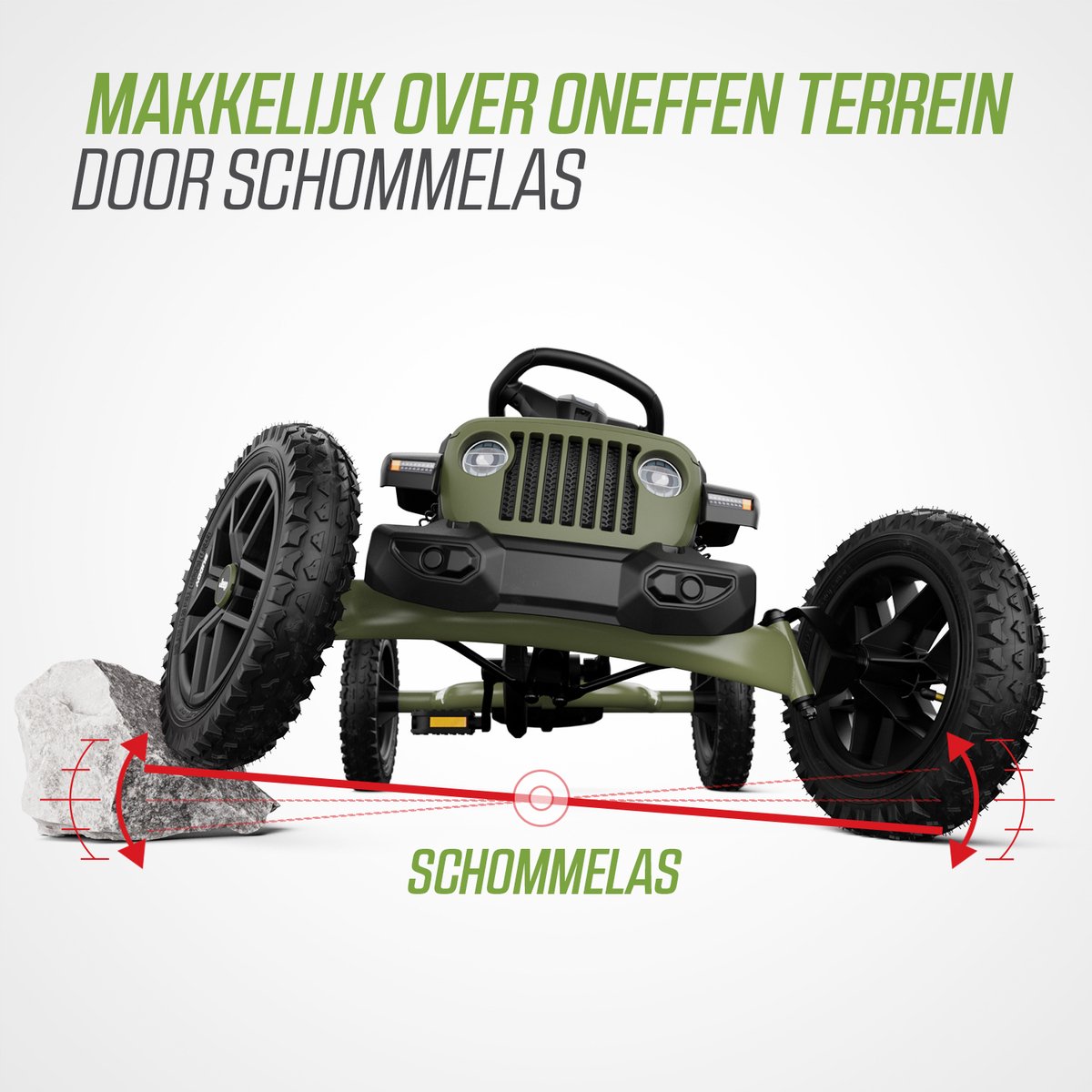 BERG Buddy Jeep® Wrangler Skelter - 3+ Jaar - Verstelbare Stoel - Vrijloopautomaat - Officieel licentiemodel - Groen — afbeelding 9