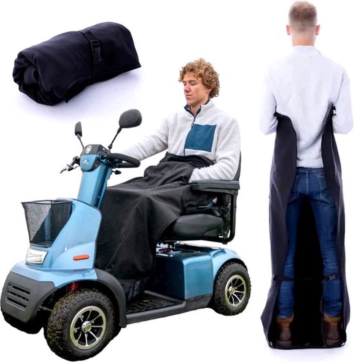 Goedkoopste Scootmobiel Schootskleed / Beenkleed Met Voetstuk - Waterdicht - Dubbelgevoerd - Maat L