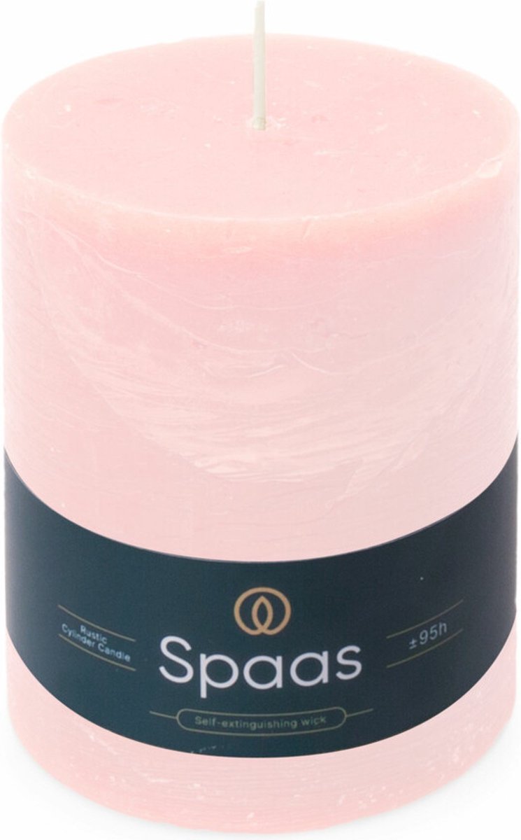 SPAAS Rustieke Pillarkaars ± 95 branduren Lichtroze - 6 x 1 stuk - Voordeelverpakking