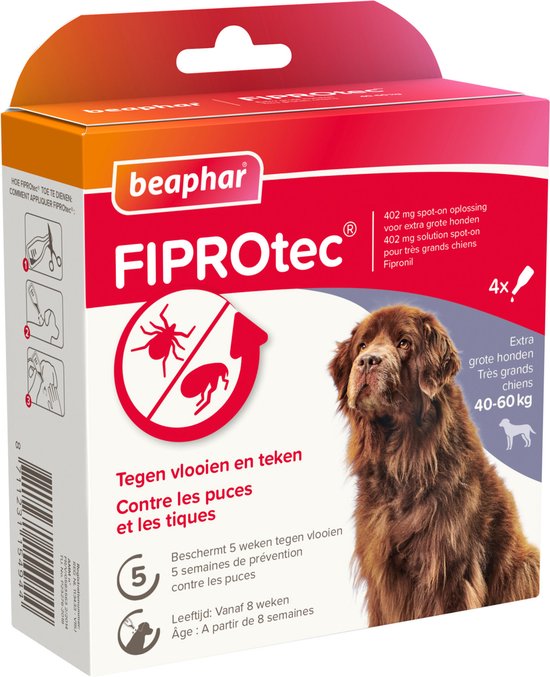 Beaphar Fiprotec Dog 3+1 pip - Anti vlooien en tekenmiddel - 40-60kg