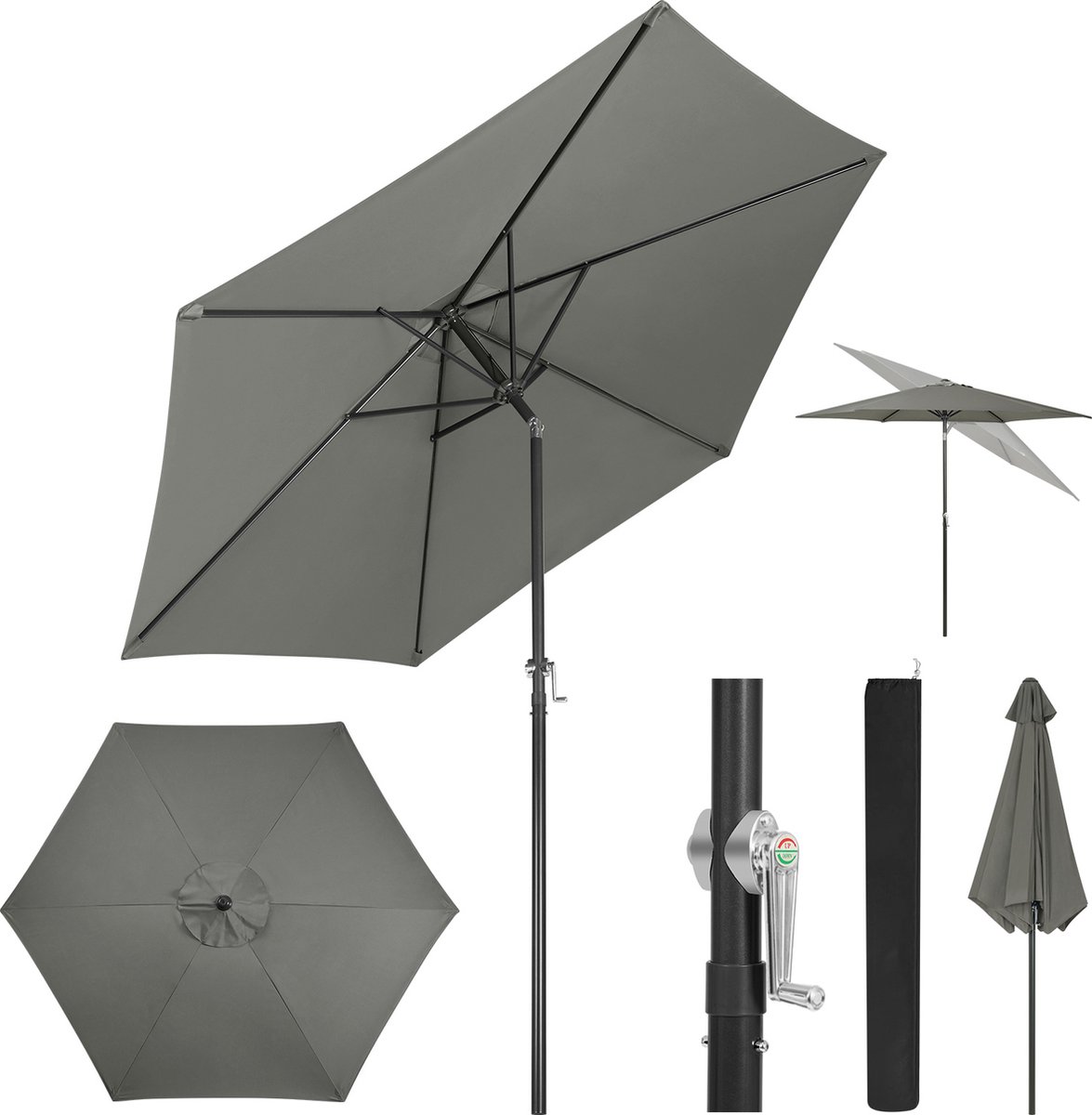 Néos® Hexagonal Garden Parasol, 300cm - Elegant outdoor umbrella in hexagonal shape, suitable for gardens.