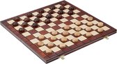 Houten Dambord & Damstenen (10 x 10 velden) - met inlegblad - 40 x 40 cm