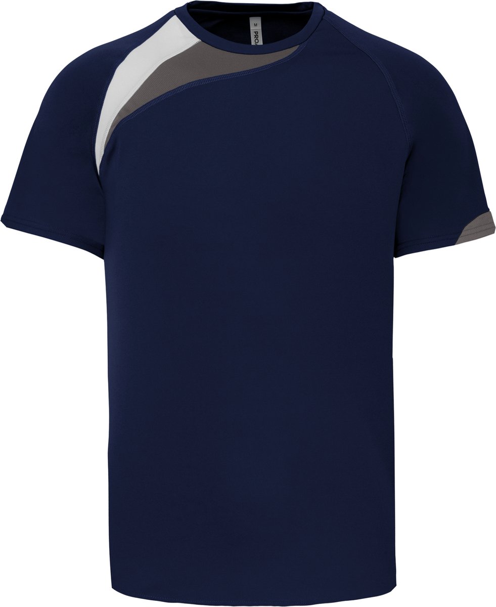 PROACT® Sportshirt korte mouwen kids PA437 - Sporty navy/White/Storm grey - 6/8 years (6/8 ans)