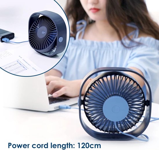 Ventilateur USB Mini Bureau - 6 Vitesses, Inclinable, Silencieux, Neuf