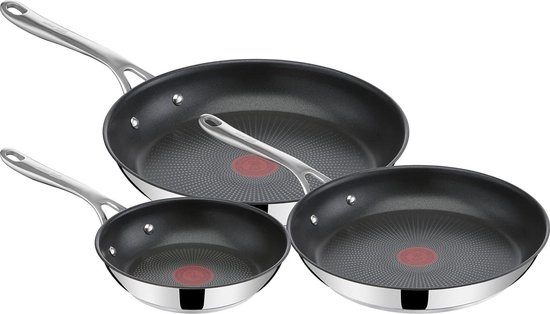Tefal Jamie Oliver Brushed Jeu de poêles, Acier Inoxydable - E011S3