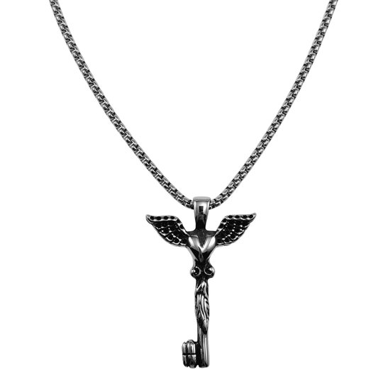 Collier 60cm x 3mm + Pendentif Clé Amulette Femme - Homme - Acier Inoxydable
