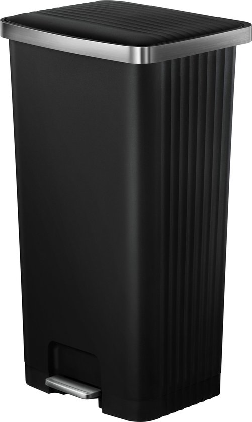 EKO - Hana 2 Pedaalemmer 90 liter - Plastic RVS - Zwart - Softclose