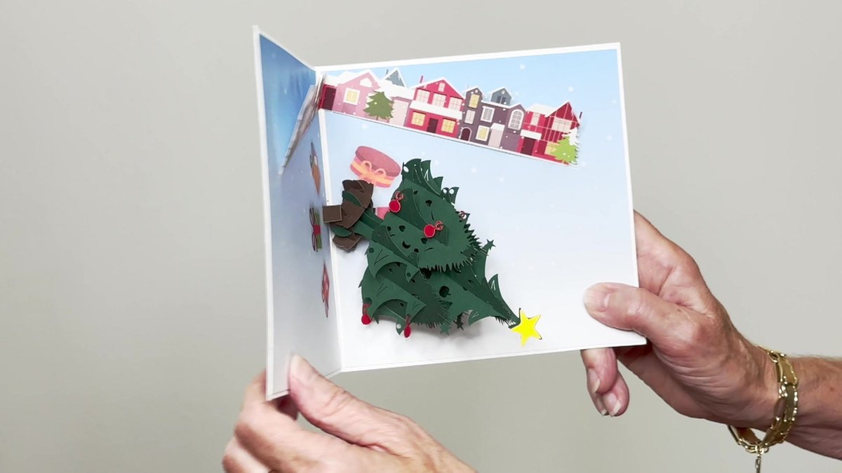 Popcards popupkaarten – 3D Kerstkaart MUZIEK Jingle Bells én LICHT | Besneeuwd