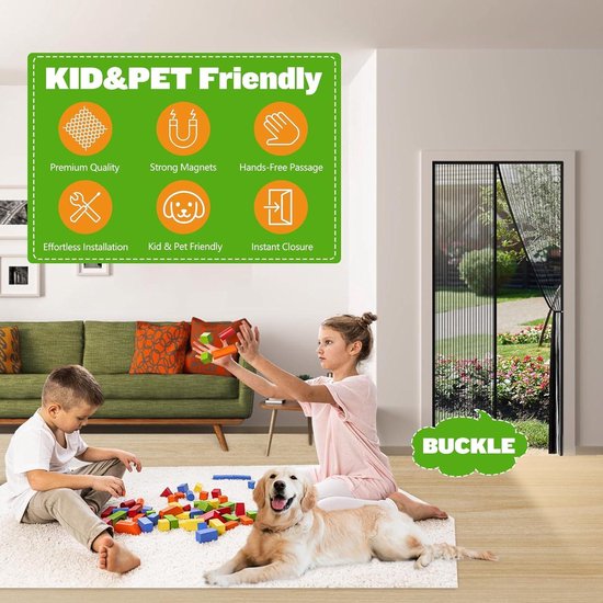 Hordeur Magnetisch,vliegengaas balkondeur 140 x 225 cm Magnetisch Automatisch Sluiten Insectenwering met volledig frame klittenband zonder spleetbescherming voor woonkamer/tuindeur - Zwart Hordeur Magnetisch,vliegengaas balkondeur 140 x 225 cm Magnetisch Automatisch Sluiten Insectenwering met volledig frame klittenband zonder spleetbescherming voor woonkamer/tuindeur - Zwart