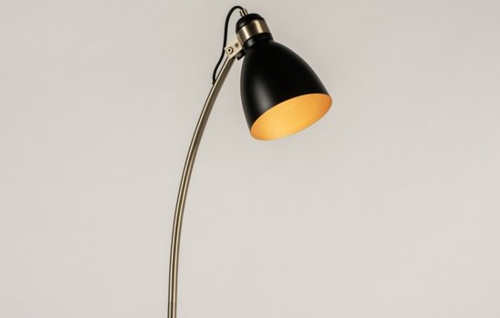 Foto: Lumidora vloerlamp 72960 rita e27 zwart grijs goud messing kleur roodkoper metaal