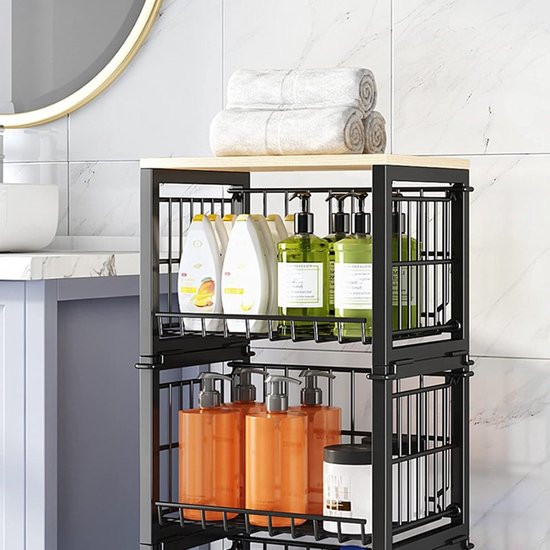 Stapelbare Fruitmand Etagère - Multifunctioneel - 1 Stuk - Met Houten Deksels 30 Cm X 165 Cm