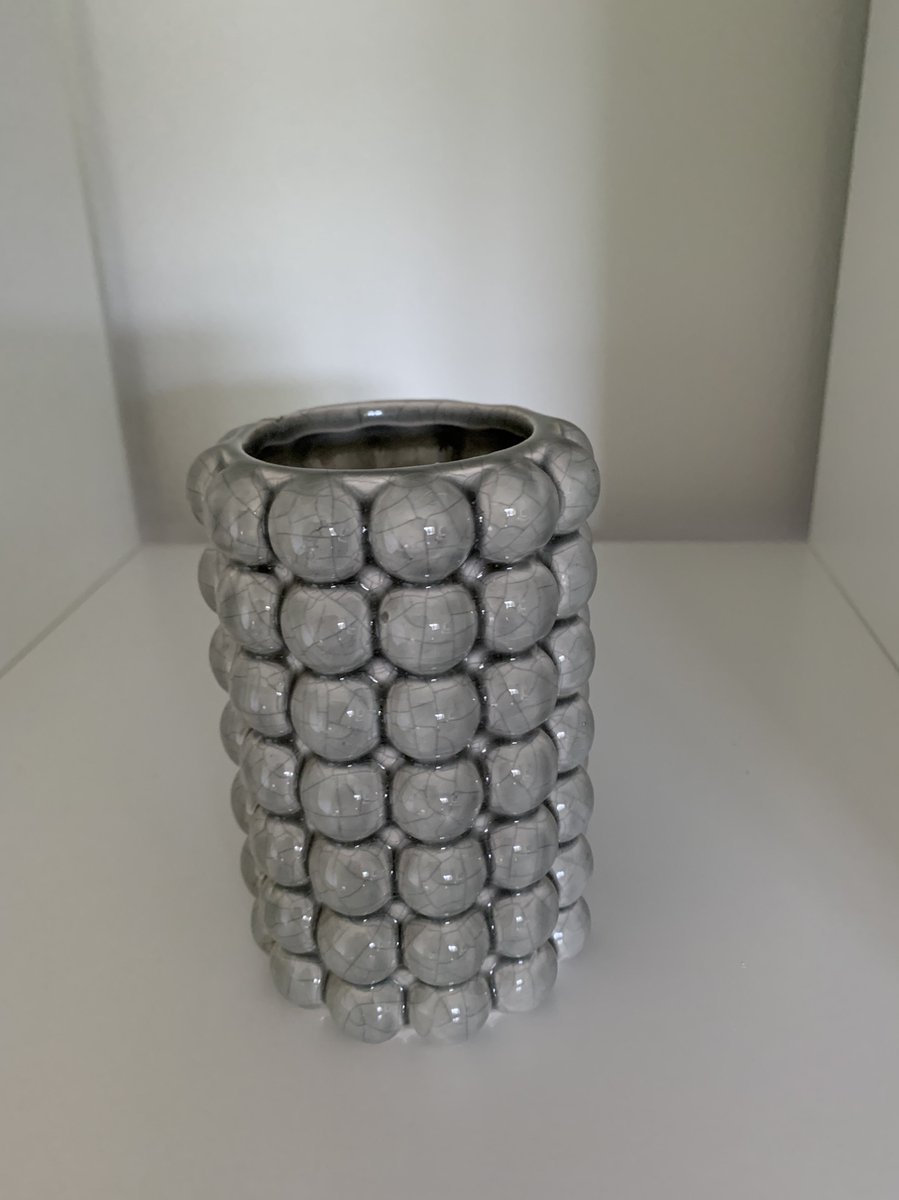 Boltze Home Vaas Morten - Afmeting dia Ø 8cm x hoogte 12cm - Kleur grijs 1 stuk