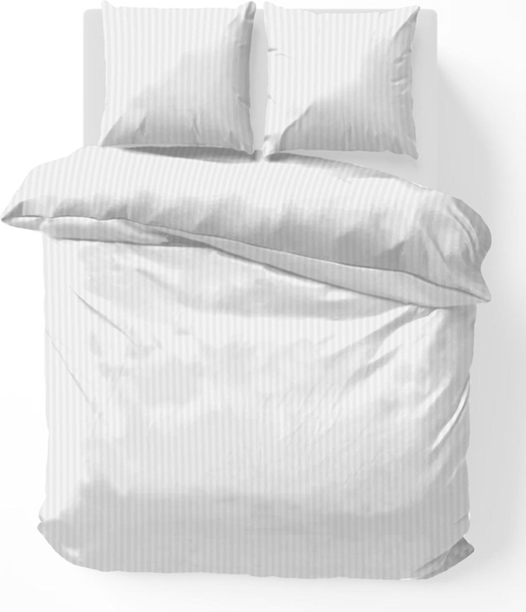 iSleep Dekbedovertrek Satijnstreep - Litsjumeaux - 240x200/220 cm - Wit