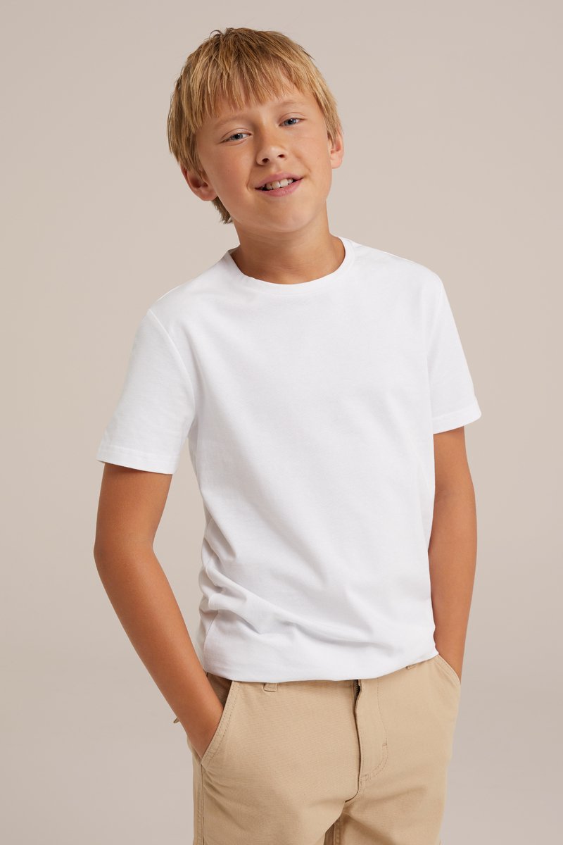 WE Fashion Jongens basic T-shirt met ronde hals van katoenmix