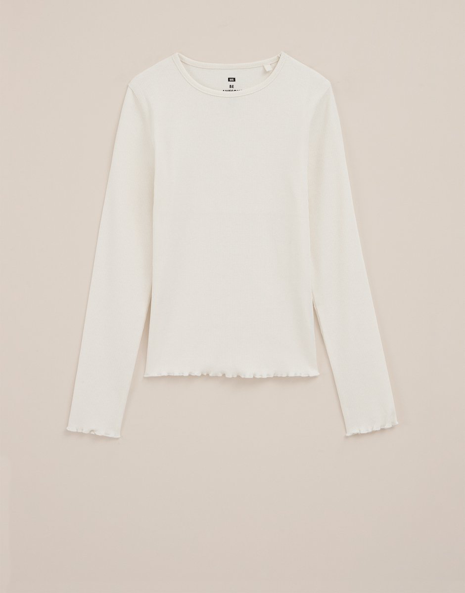 WE Fashion Meisjes T-shirt van ribstof