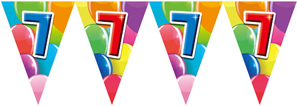 6x Vlaggenlijn 7 jaar 10 meter - Verjaardag Feestje Vlag Vlaggen Versiering Slinger Feestdecoratie Decoratie