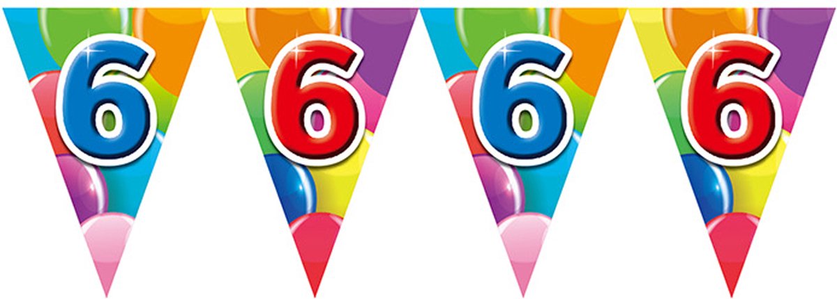 3x Vlaggenlijn 6 jaar 10 meter - Verjaardag Feestje Vlag Vlaggen Versiering Slinger Feestdecoratie Decoratie
