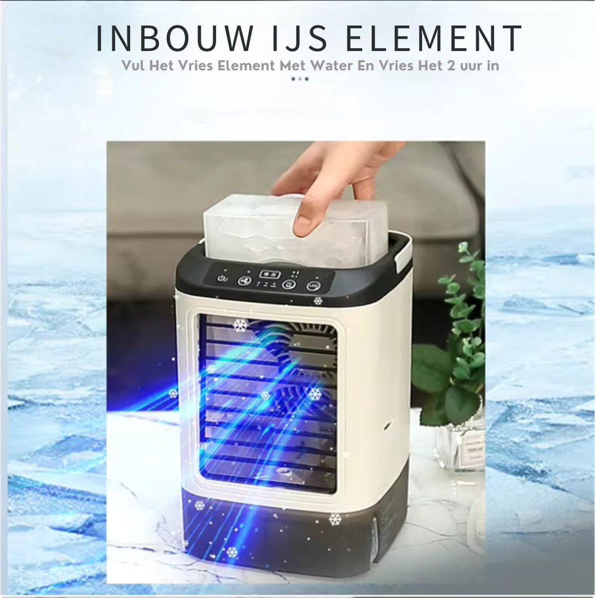 Portable Airco - Aircooler - Mini Airco - Airco Zonder Afvoerslang - Met Verlichting - Met Inbouw IJs Element - Ventilator - Energiezuinig - Draagbare Luchtkoeler - Mobiele Airco- 900ML – foto 8