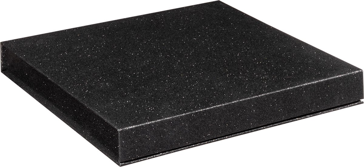 Luxe geschenkdoos ZWART GLITTER, cadeaudoos, formaat 25x25x2,5cm (1 stuk)