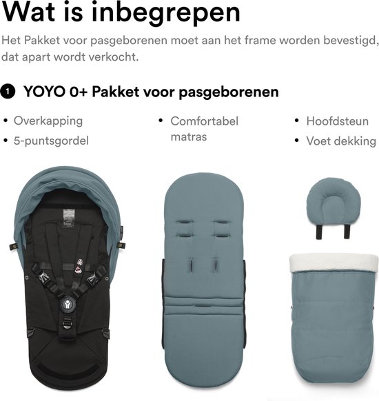 Stokke YOYO 0+ Newborn Pack, Aqua - Inclusief matras, uitschuifbare luifel en vijfpuntsgordel - Vereist YOYO-frame (apart verkrijgbaar) van Stokke — afbeelding 3