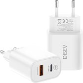 DISEV® Adaptateur USB C Chargeur Prise USB - Chargeur rapide - Chargeur de téléphone - Convient pour Apple iPhone - Convient pour Samsung