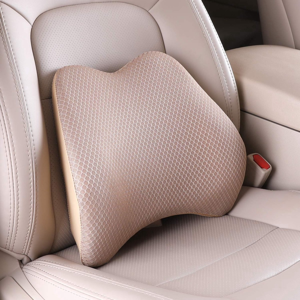 Goedkoopste Lendensteun Traagschuim Steunkussen - Ergonomisch Design - Verlicht Rugpijn - Geschikt voor Auto en Thuis - beige