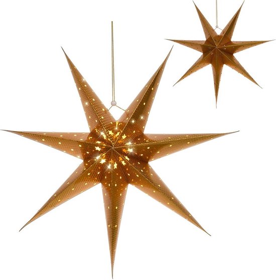 Lichtgevende Ster Papier Gouden Hangende 60 cm – Kerstverlichting – Lichting – Kerst – Lampjes