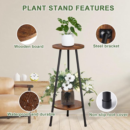 Plantenstandaard van hout, bloemenstandaard, rond, hoge belasting